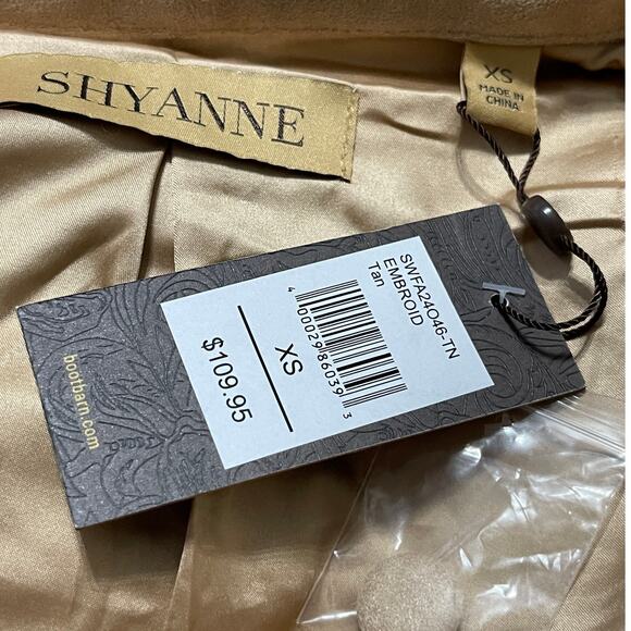 Shyanne Women's Floral Embroidered Faux Suede in Tan Jacket Size XS NEW - Picture 5 of 11